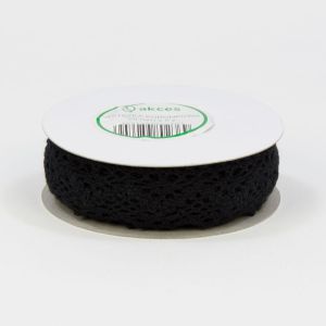 Wstążka koronkowa Akces Czarna, 5y x 25mm